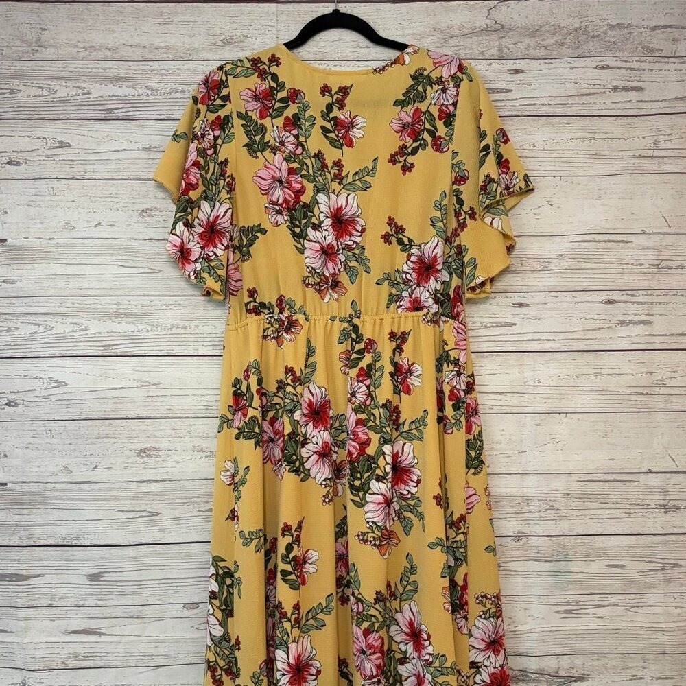 Bailey Blue Yellow Floral Maxi w Cape Sleeve Large - Picture 5 of 7